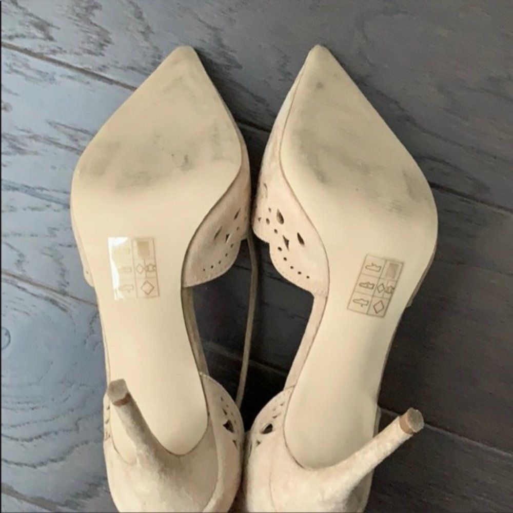 Aldo Antoinette Suede Eyelet Strappy Pumps Heel Nude 7.5 - Picture 4 of 4